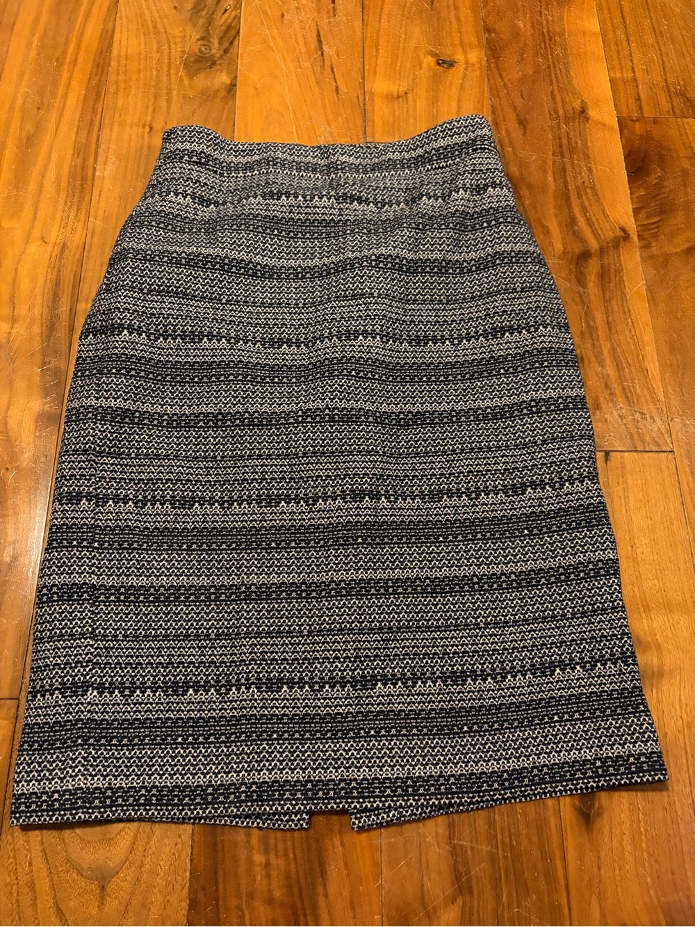 Ann Taylor Navy and White Striped Knit Pencil Skirt